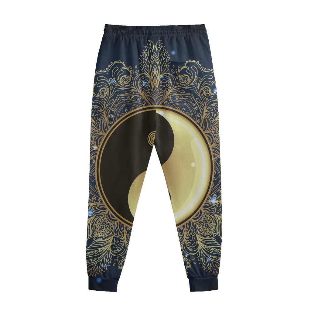 Gold Yin Yang Mandala Print Sweatpants