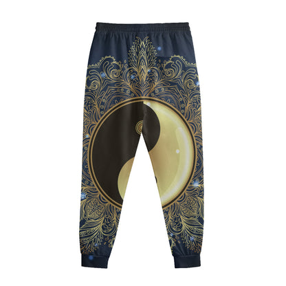 Gold Yin Yang Mandala Print Sweatpants