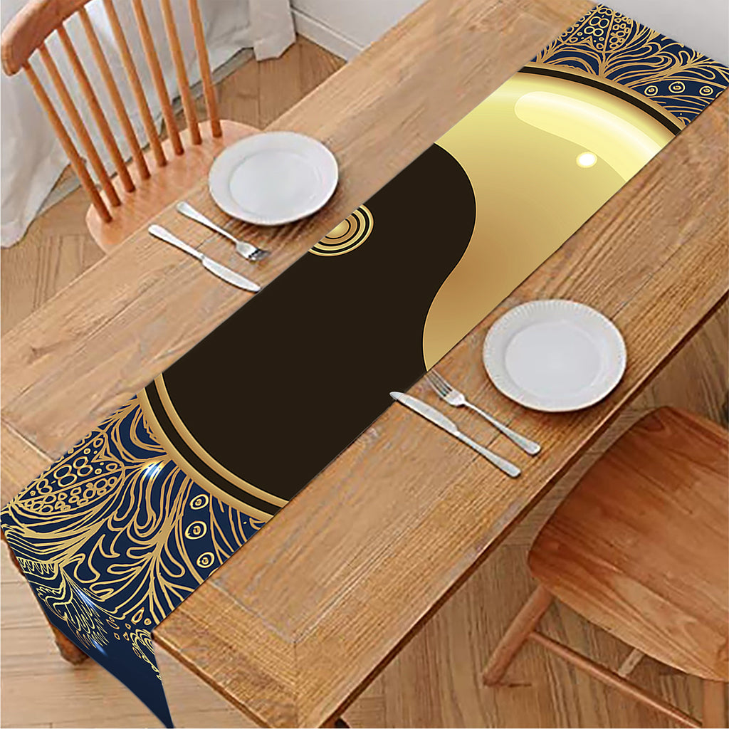 Gold Yin Yang Mandala Print Table Runner
