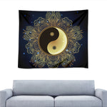 Gold Yin Yang Mandala Print Tapestry