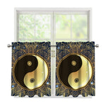 Gold Yin Yang Mandala Print Tier Curtains