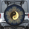 Gold Yin Yang Mandala Print Tire Cover