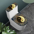 Gold Yin Yang Mandala Print Toilet Lid And Tank Cover Set