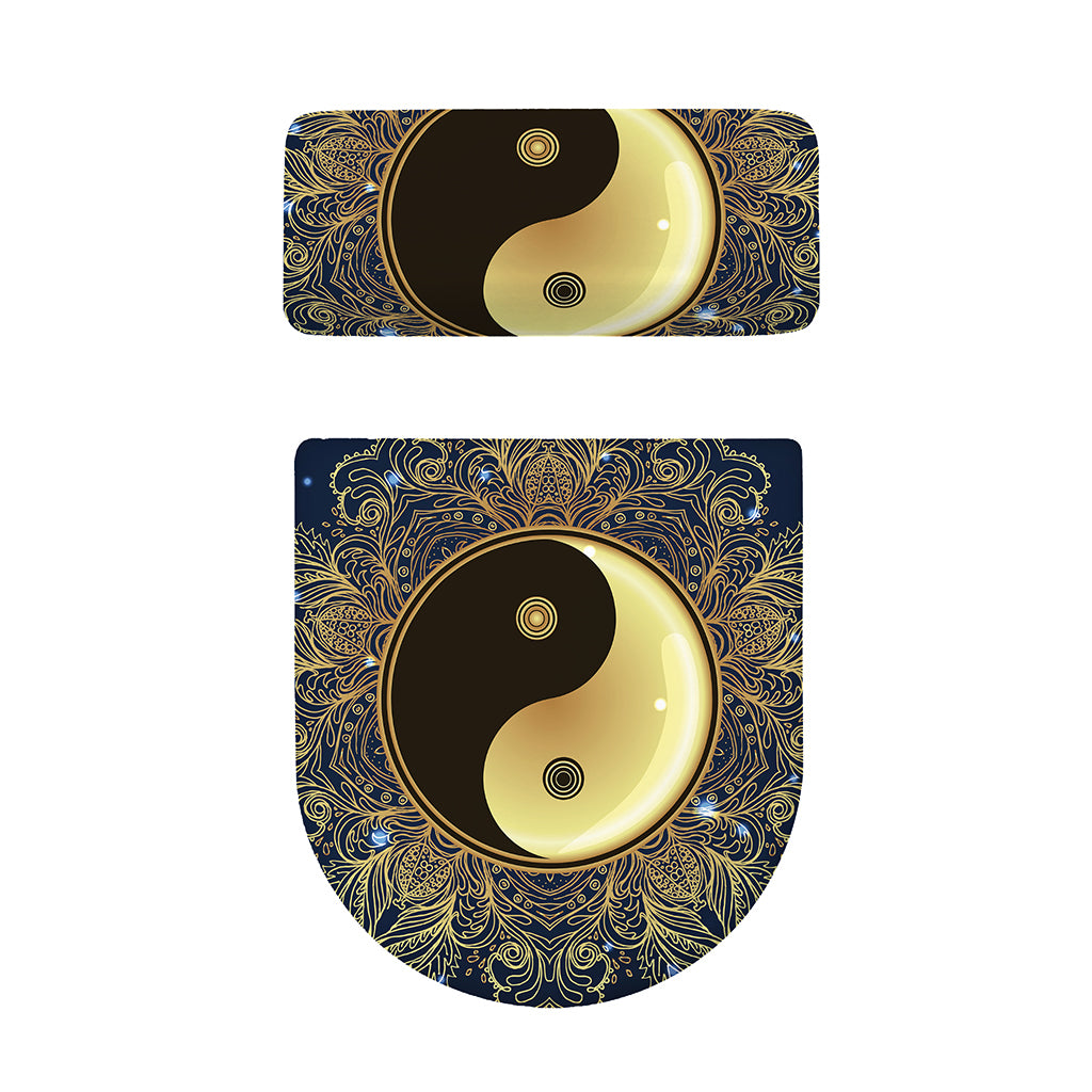 Gold Yin Yang Mandala Print Toilet Lid And Tank Cover Set