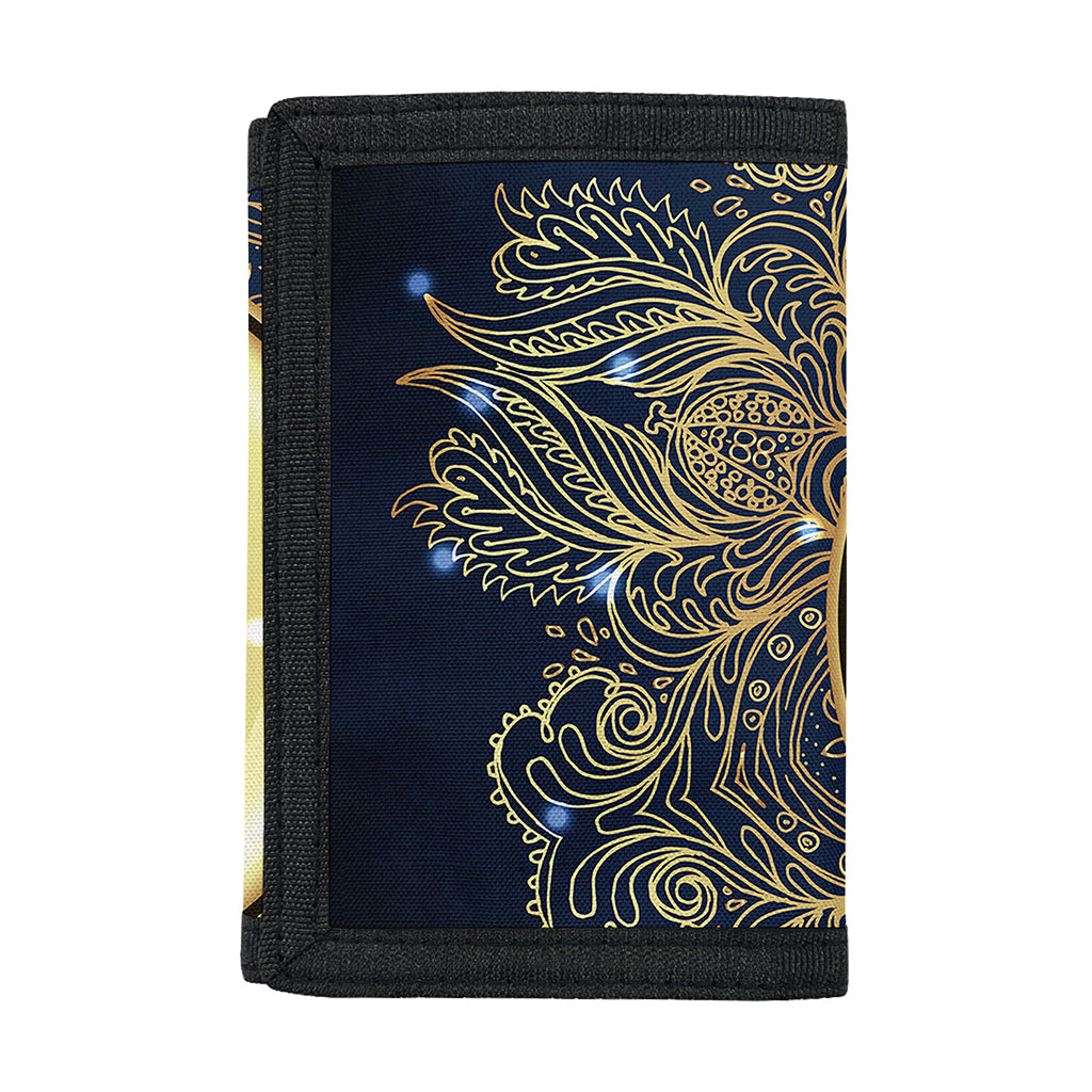 Gold Yin Yang Mandala Print Trifold Wallet