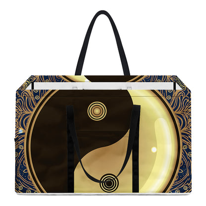 Gold Yin Yang Mandala Print Utility Tote Bag