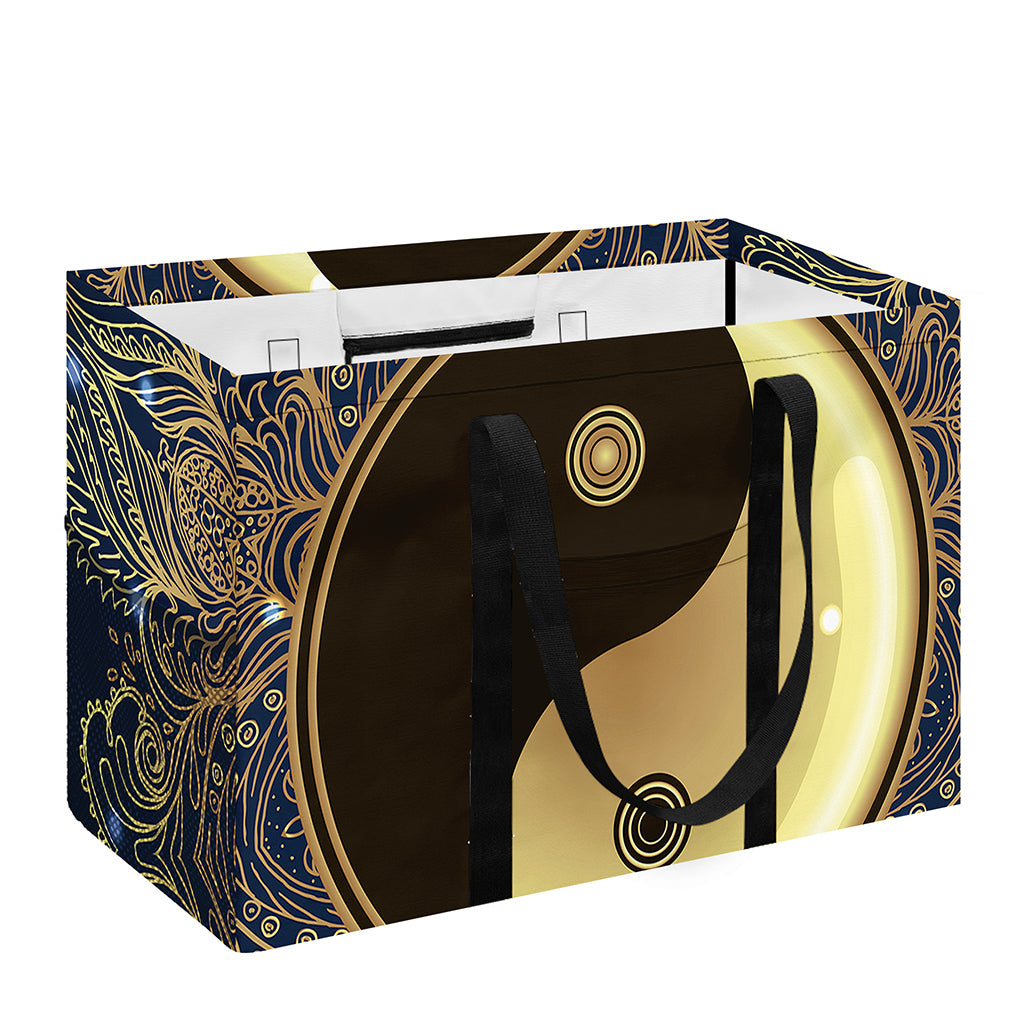 Gold Yin Yang Mandala Print Utility Tote Bag