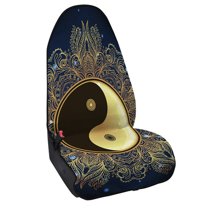Gold Yin Yang Mandala Print Waterproof Car Seat Cover