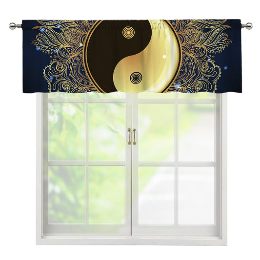 Gold Yin Yang Mandala Print Window Valance