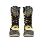 Gold Yin Yang Mandala Print Winter Boots