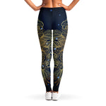 Gold Yin Yang Mandala Print Women's Leggings