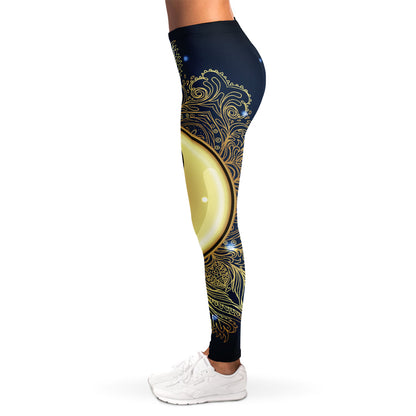 Gold Yin Yang Mandala Print Women's Leggings