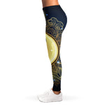 Gold Yin Yang Mandala Print Women's Leggings