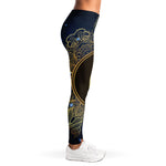 Gold Yin Yang Mandala Print Women's Leggings
