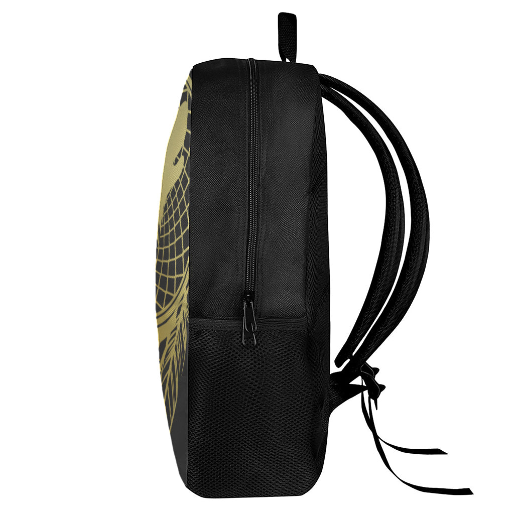 Golden Bohemian Howling Wolf Print 17 Inch Backpack