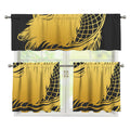 Golden Bohemian Howling Wolf Print 3 Piece Kitchen Curtains