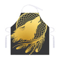 Golden Bohemian Howling Wolf Print Adjustable Apron