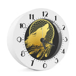 Golden Bohemian Howling Wolf Print Alarm Clock