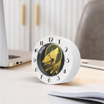 Golden Bohemian Howling Wolf Print Alarm Clock