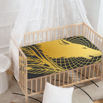 Golden Bohemian Howling Wolf Print Baby Crib Sheet