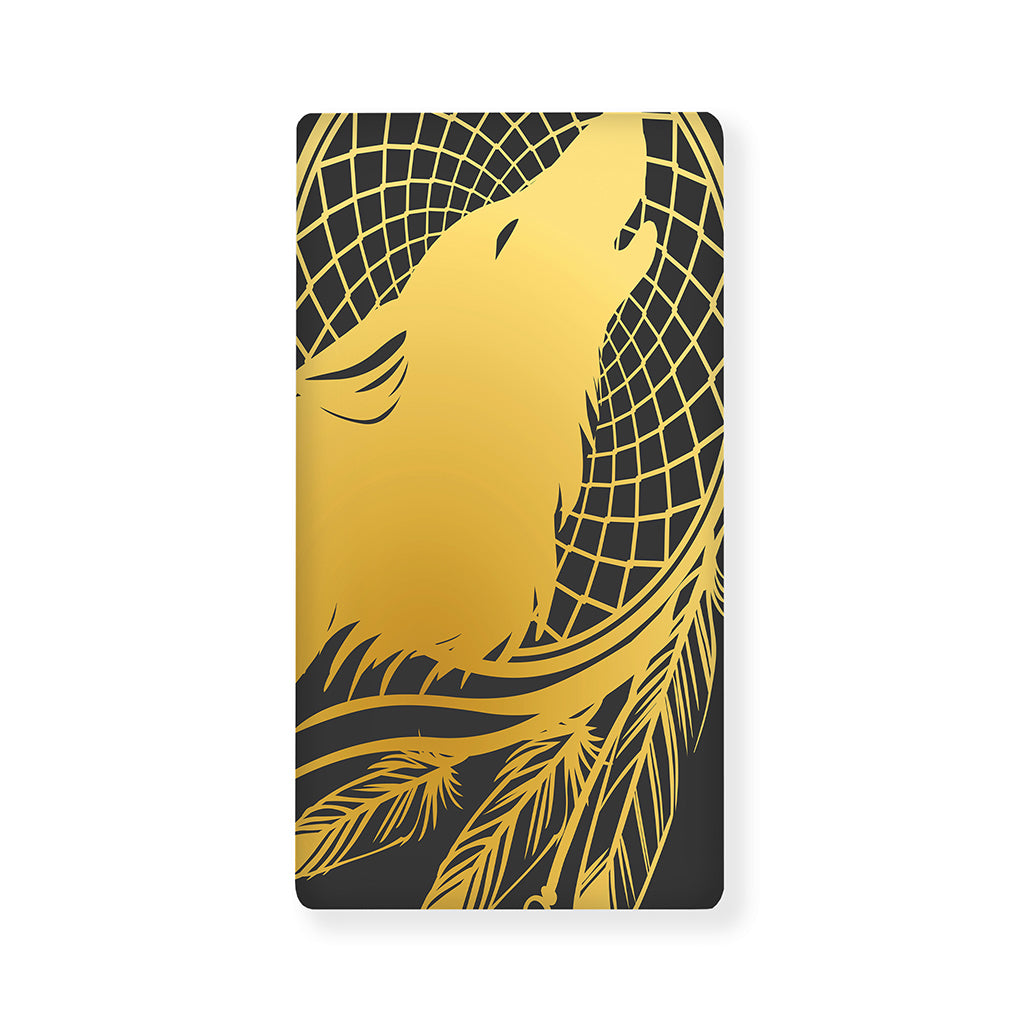 Golden Bohemian Howling Wolf Print Baby Crib Sheet