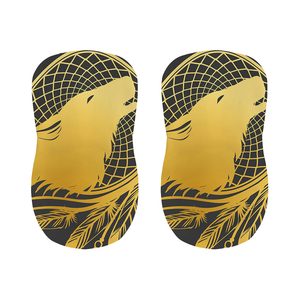 Golden Bohemian Howling Wolf Print Bar Stool Covers