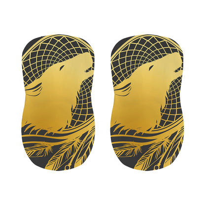 Golden Bohemian Howling Wolf Print Bar Stool Covers