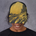 Golden Bohemian Howling Wolf Print Baseball Cap