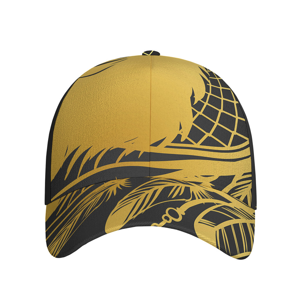 Golden Bohemian Howling Wolf Print Baseball Cap