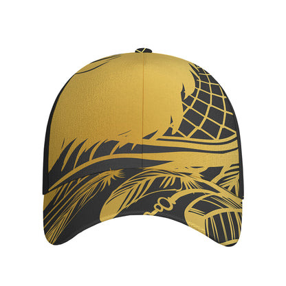 Golden Bohemian Howling Wolf Print Baseball Cap