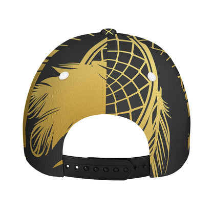 Golden Bohemian Howling Wolf Print Baseball Cap