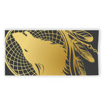 Golden Bohemian Howling Wolf Print Beach Towel
