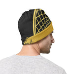 Golden Bohemian Howling Wolf Print Beanie