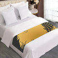 Golden Bohemian Howling Wolf Print Bed Runner