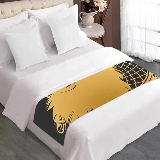 Golden Bohemian Howling Wolf Print Bed Runner