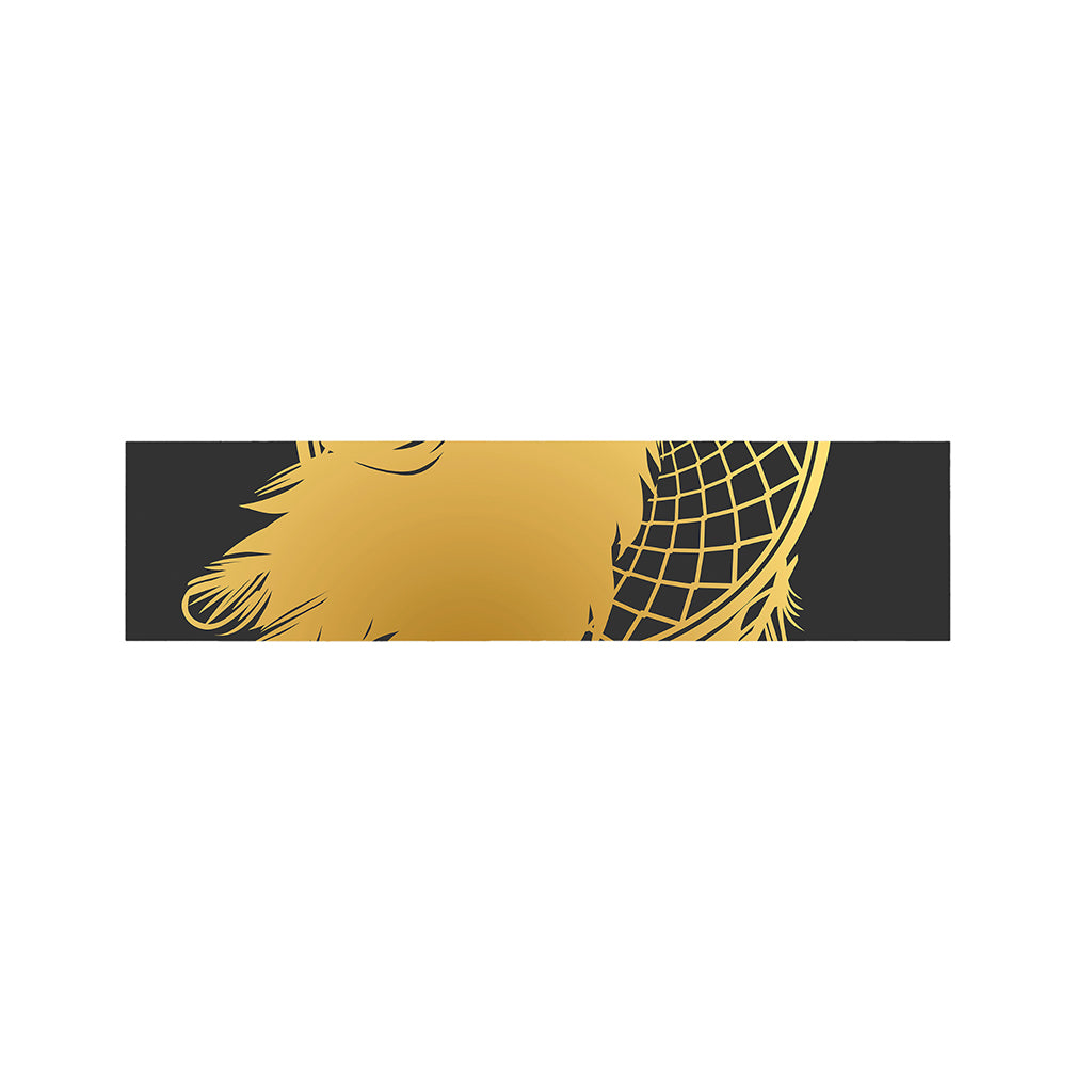 Golden Bohemian Howling Wolf Print Bed Runner