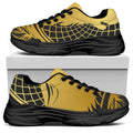 Golden Bohemian Howling Wolf Print Black Chunky Shoes