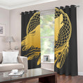 Golden Bohemian Howling Wolf Print Dimout Grommet Curtains