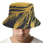 Golden Bohemian Howling Wolf Print Bucket Hat