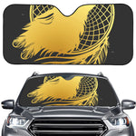 Golden Bohemian Howling Wolf Print Car Windshield Sun Shade