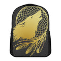 Golden Bohemian Howling Wolf Print Casual Backpack