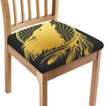 Golden Bohemian Howling Wolf Print Chair Cushion Cover