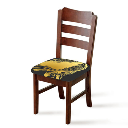 Golden Bohemian Howling Wolf Print Chair Cushion Cover