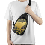 Golden Bohemian Howling Wolf Print Chest Bag
