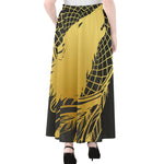 Golden Bohemian Howling Wolf Print Chiffon Maxi Skirt