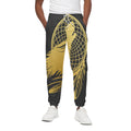Golden Bohemian Howling Wolf Print Cotton Sweatpants