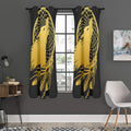 Golden Bohemian Howling Wolf Print Grommet Curtain Panels