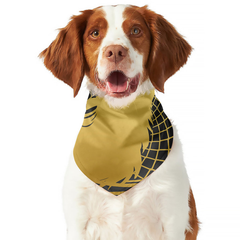 Golden Bohemian Howling Wolf Print Dog Bandana