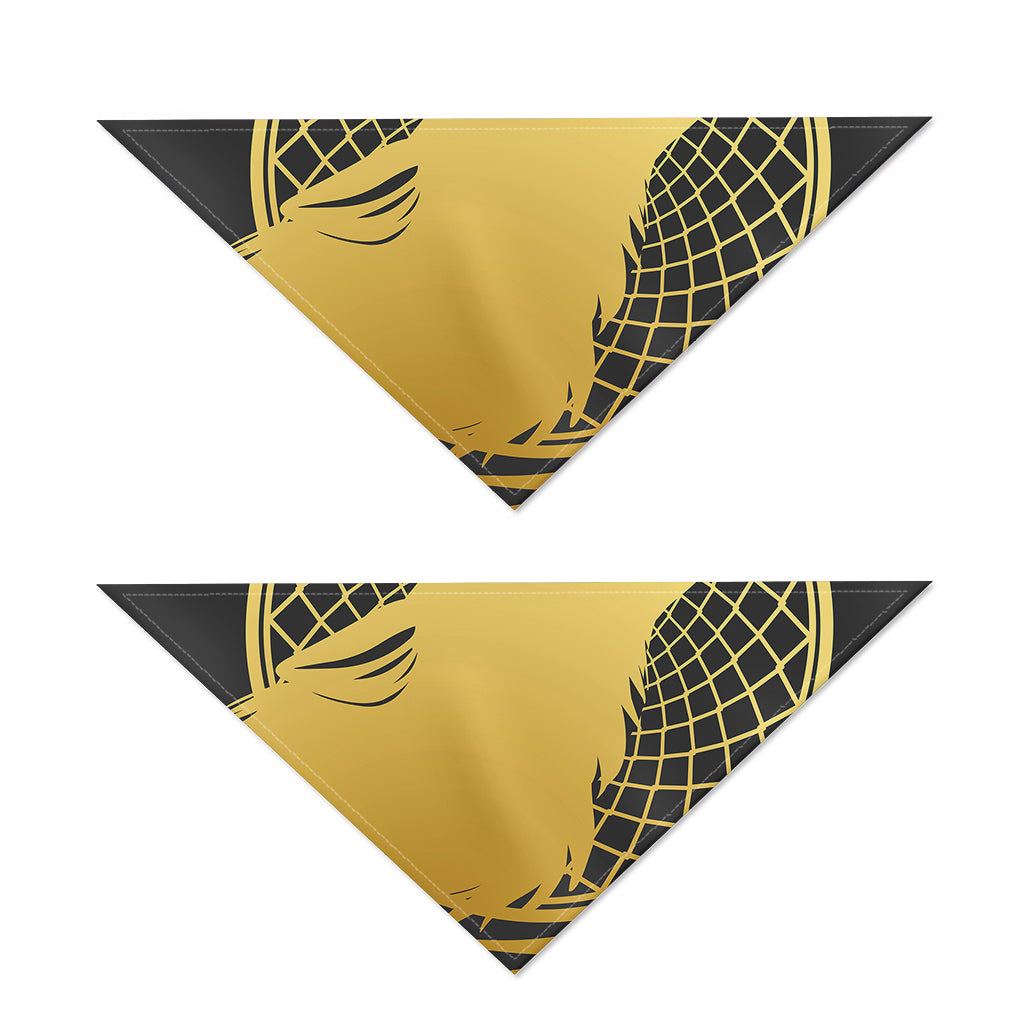 Golden Bohemian Howling Wolf Print Dog Bandana