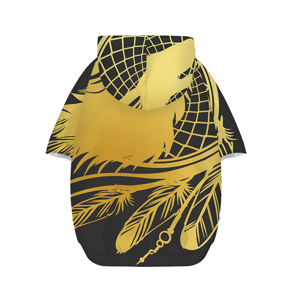Golden Bohemian Howling Wolf Print Dog Zip Up Hoodie